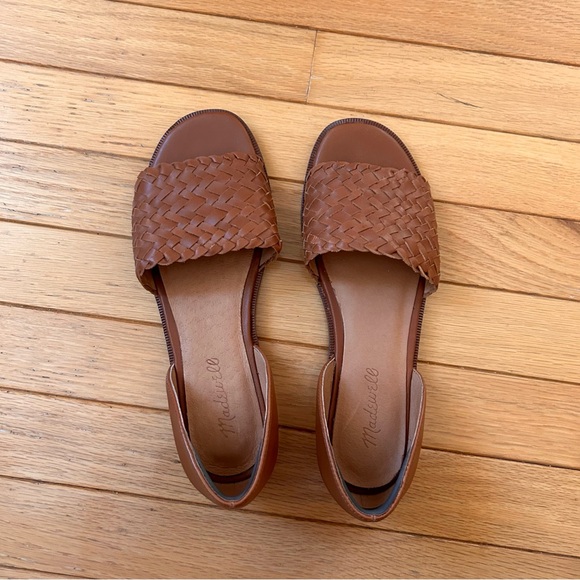 Madewell Kinsley d'Orsay Flat in Woven Leather, English Saddle color - Picture 3 of 4